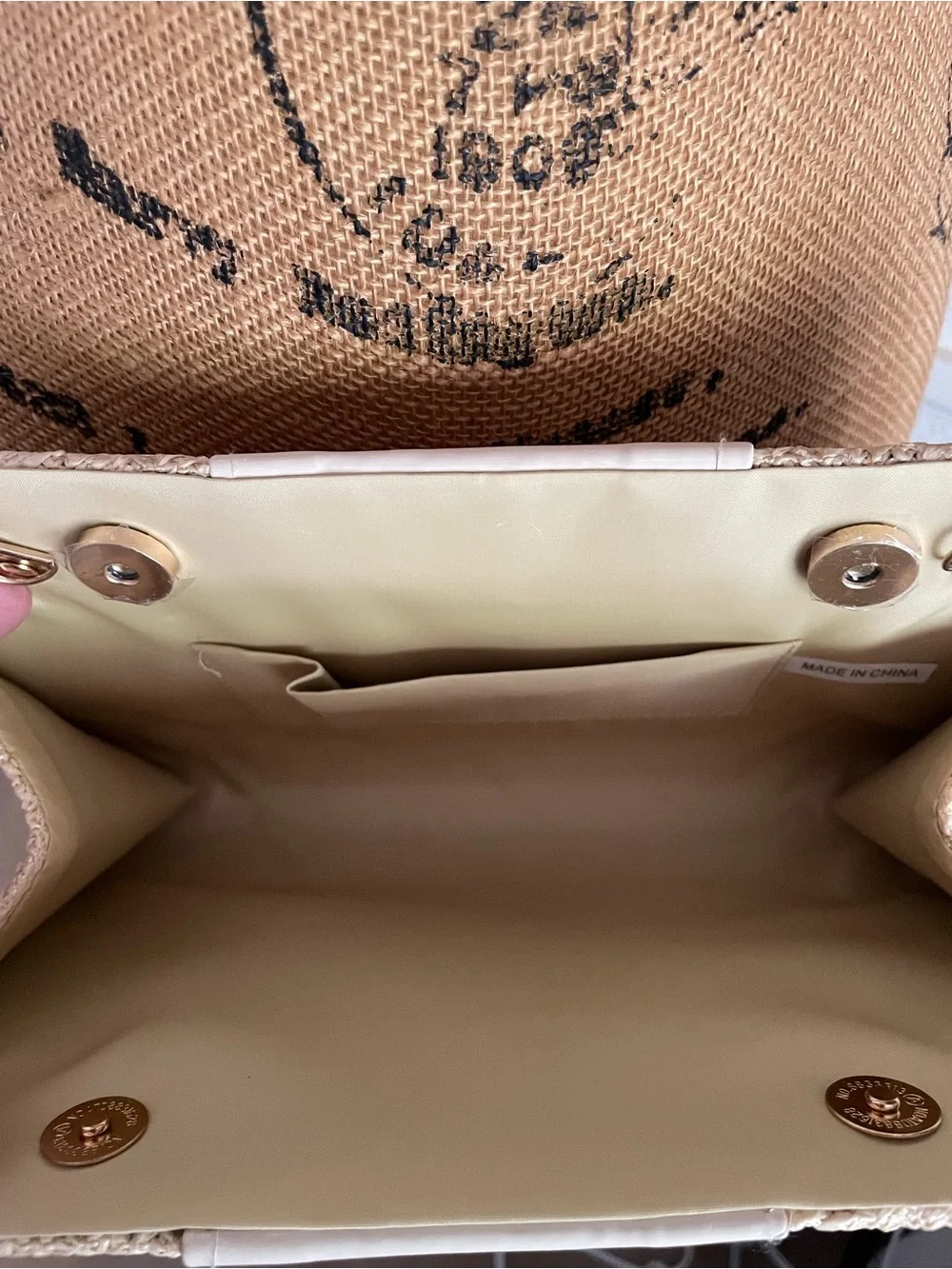 Neutral Straw Crossbody Bag with Gold Ring & Tassel
